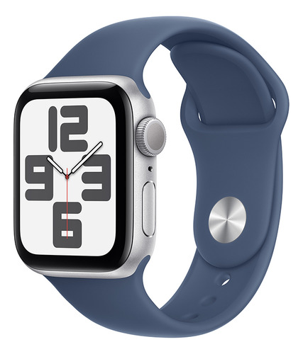 Apple Watch Se Gps 40mm Aluminio Con Correa S/m Color Plata Plata Correa Deportiva Azul Denim Plata