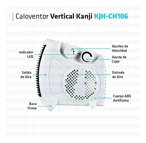 Imagen 9 de 11 de Caloventor Estufa Con Ventilador 1000/2000w Ahorro Energía