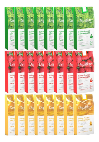 576 Folhas Prontas Faciais Natural Hortelã Morango Depilflax