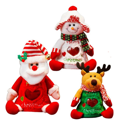 3x Bolsas Dulces De Navidad Con Cierre De Dibujo Lino De La