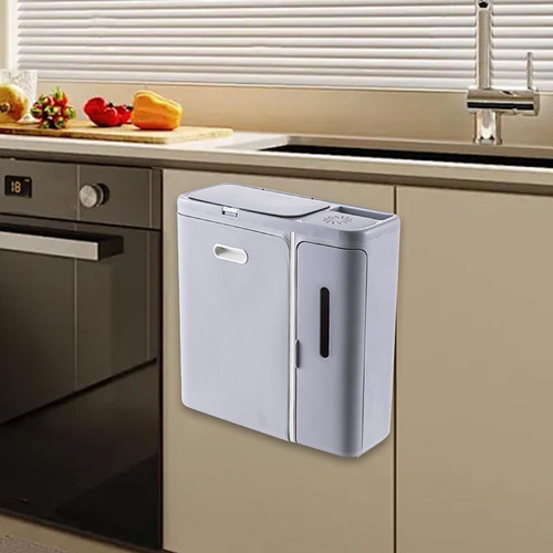 Cubo De Basura, Cubo De Basura Colgante Con Tapa, Gris