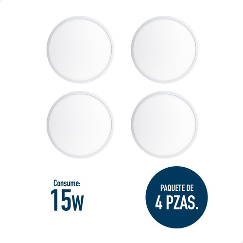 Panel Led Icon Ajustable 15w Luz Fría Pack De 4 Piezas Estructura Blanco