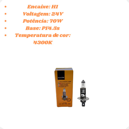 Kit 10 Lâmpada Halógena H1 4300k 24v 70w Caminhão Atacado