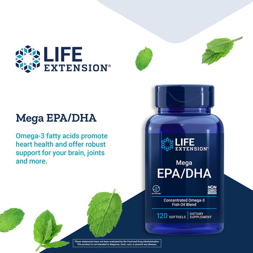 Óleo De Peixe Life Extension Mega Epa Dha Ácido Graso Ômega-