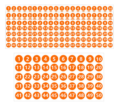 Etiquetas Adhesivas De Números, Pegatinas Redondas Naranjas