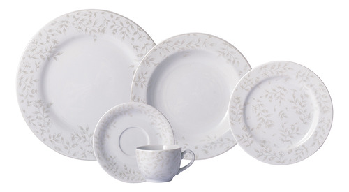 Serviço De Jantar E Chá 30 Peças Guaporé Porcelana Schmidt Cor Branco