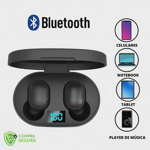 Fone de Ouvido Sem Fio Bluetooth 5.0 Estéreo Para Android / IOS Cort Preto