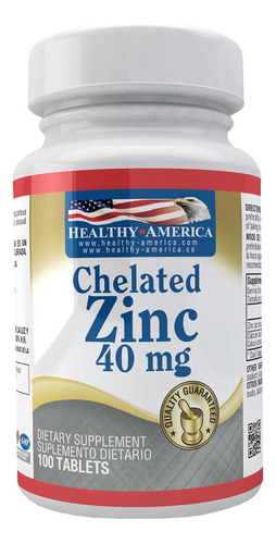 Zinc Healthy America 40mg X 100 Tabletas