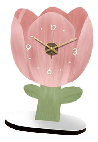 Relógio De Mesa Analógico Decorativo Silencioso Tulipa