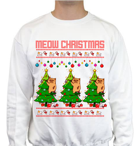 Sudadera Ugly Sweater Navidad - Gatito En El Árbol - Regalo