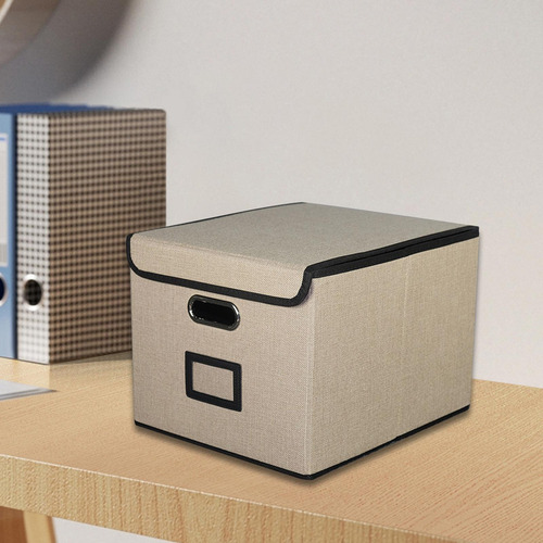 Hh Contenedor De Almacenamiento Plegable Con Tapas, Beige