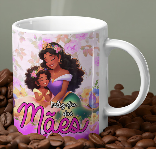 Caneca Princesa Tiana Presente Especial Dia Das Mães Cor Branco