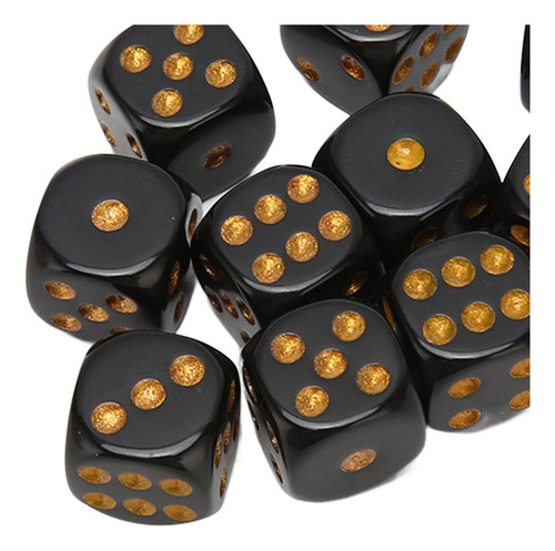 Juego De Mesa: 20 Dados Negros De 6 Caras, De Plástico, Para