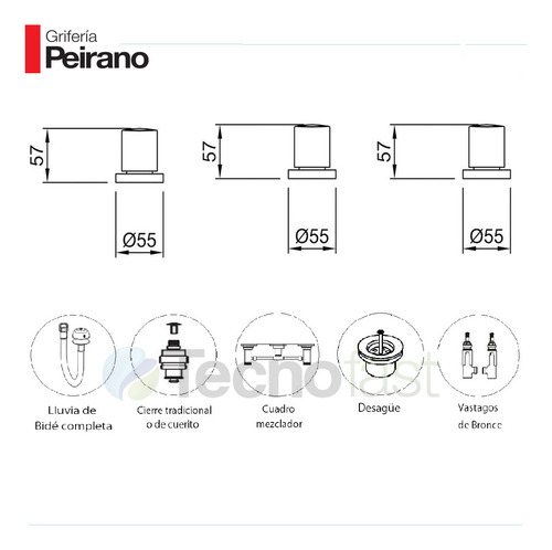 Grifería Bidet Peirano Lorca 70-010 Baño Blanco