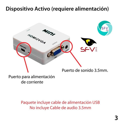 Convertidor Vga A Hdmi Laptop Pc A Tv Video Beam 1080p