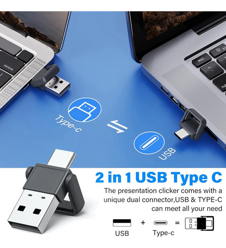 Clicker De Presentación Usb C 2 En 1, Pr Inalámbrico Recarga