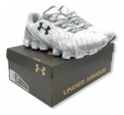 Imagen 3 de 5 de Tenis Under Armour Blanco Gris En Caja
