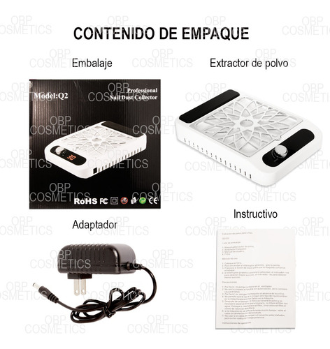 Obp Extractor De Polvo Para Uñas Acrílicas Profesional 80w