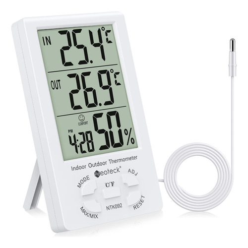 Digital Lcd Termómetro Higrómetro Temperatura Humedad Reloj 