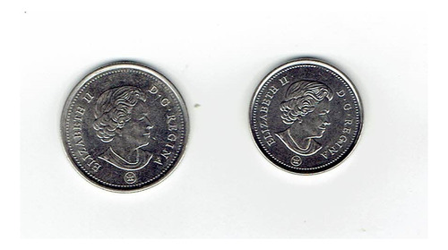 Monedas (2) De Canadá, 5 Y 25 Cents. Jp (Usado)