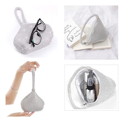 Bolso De Mano Triángulo De Noche Con Cristales Para Mujer
