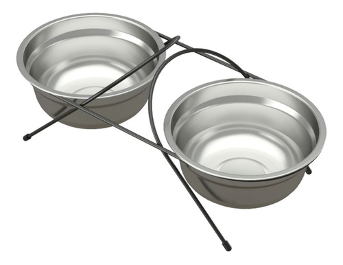 Comedouro Elevado Cães Gatos 2 Potes Inox Aramado Pet Oferta