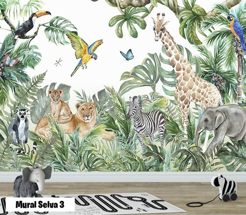 Vinilos Mural Infantil Animales Selva Jungla