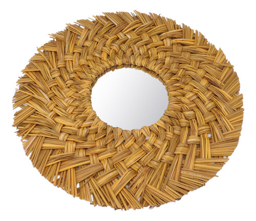 Espejo Tejido De Paja Tejido Para Pared, Retro, Hermoso Para