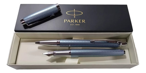 Juego Pluma F Y Bolígrafo Parker Im Premium Blue Grey