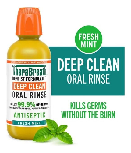Therabreath, Enjuague Bucal Deep Clean - Menta Fresca 473ml