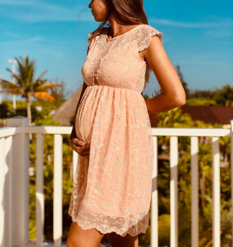 Vestido Novia Civil Embarazadas Color Salmon Corte Princesa | Envío gratis