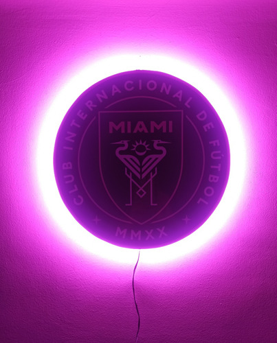 Cuadro Escudo Inter Internacional Miami Fc +led Rosa + Tecla