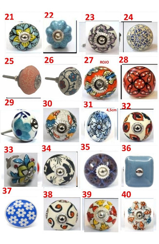 6 Tiradores Tirador De Cerámica Manija Cajones Muebles Cajon