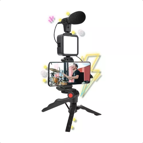 Kit Iluminacion Tripode Microfono Luz Led Streaming Vlog