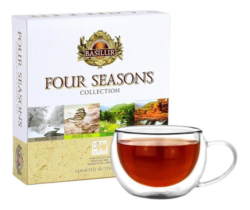 Pack Te Basilur Four Season 40 Unid + Taza Doble Vidrio