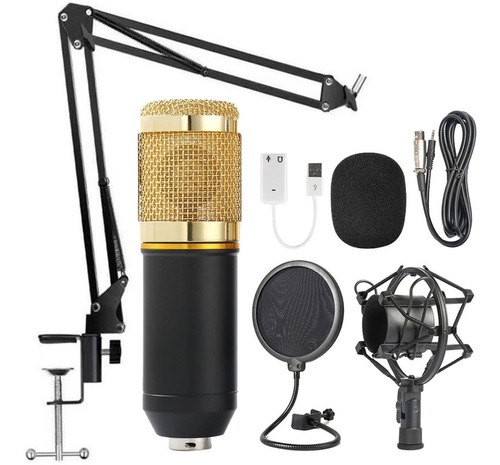 Microfone Condensador Profissional Canto Podcast Bm-800 Cor DOURADA