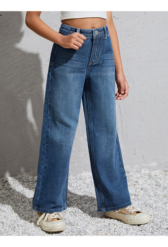 Niñas Jeans De Talle Alto De Pierna Ancha