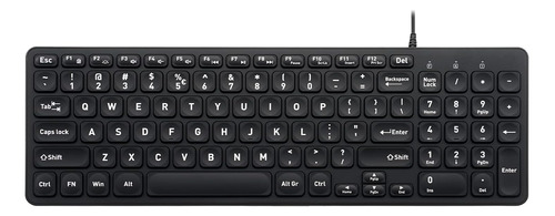 Teclado Negro Retroiluminado Usb Letras Grandes Perixx