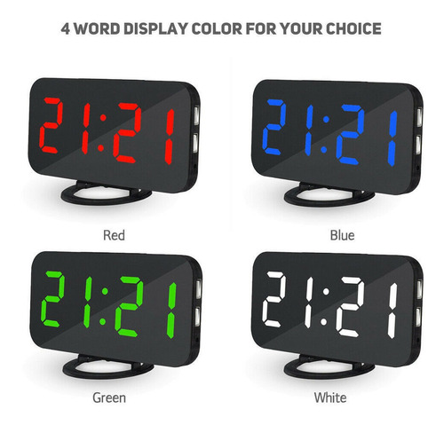 Despertador Digital Led Reloj Espejo De Maquillaje Con Doble