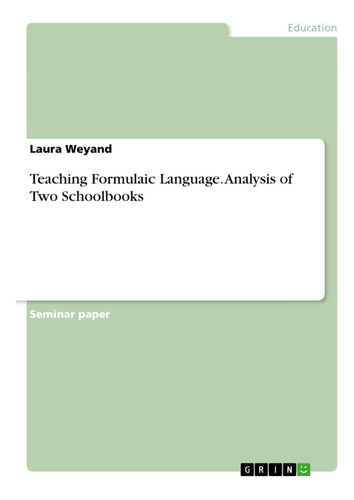 Teaching Formulaic Language. Analysis Of Two Schoolbooks