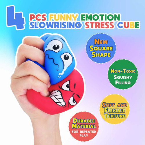 Pacote Com 4 Stress Balls Krt Squeeze Stress Cube Para Crian