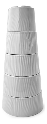 X 5 Cazuelas Dip Pote Apilable Porcelana Germer Dunas Color Gris