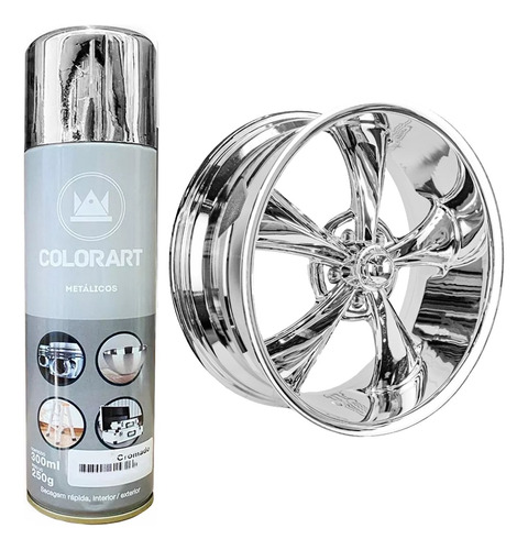 2 Latas Tinta Spray Colorart Cromado Para Ferro Madeira
