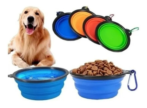 Plato Plegable Mascotas Portátil Agua Comida 13 Cm Colores