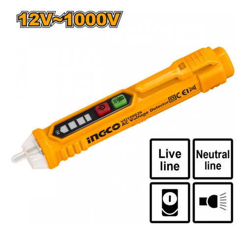 Detector De Voltaje Sin Contacto 12v-1000v Ingco Vd100026