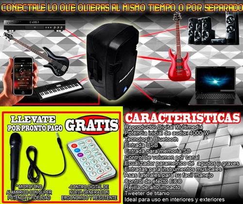 Increible Bafle Recargable Audiobahn Con Potencia Y Regalos