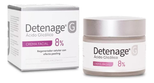 Detenage G Crema Facial 8% Ácido Glicólico Antiedad Arrugas Momento de aplicación Noche Tipo de piel Sensible