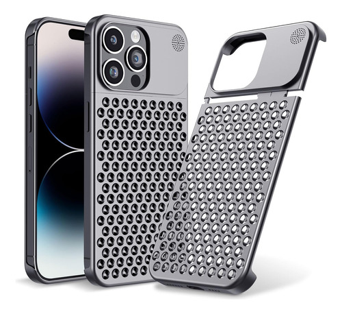 Funda Para iPhone 14 Pro Max De Aleacion De Aluminio Gris