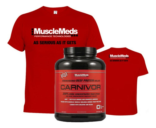 Musclemeds Carnivor Beef Protein 4lb + Polera Musclemeds Red