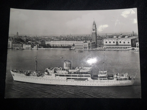 Barco Navio Foto Postal Adriatica Societe Navigation Venise